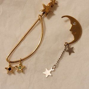 2 vintage Avon star brooches // stick pin // man in the moon